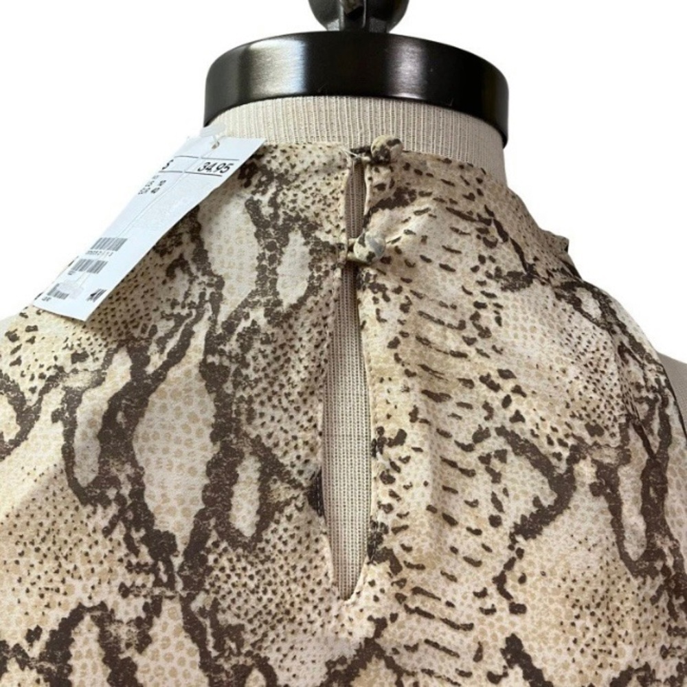 NWT! H & M Fairy Feminine Flirty Halter Pleated Dress SZ 10 Snakeskin Print - Picture 7 of 11
